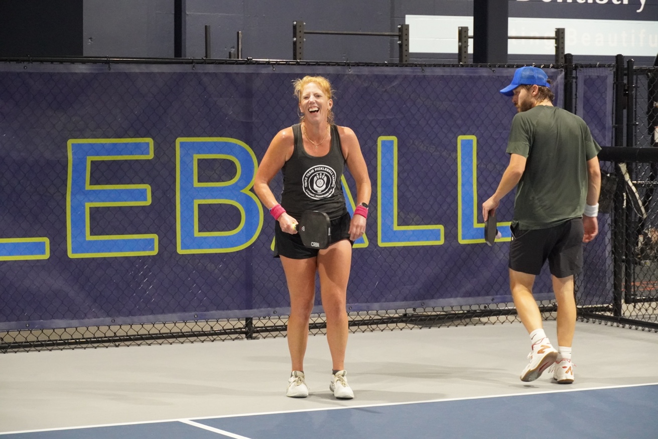 Amanda competing in pickleball